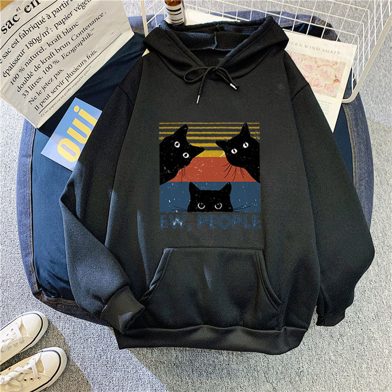 Women’s hoodie with stylish cat motif and inspiring lettering Lisslune