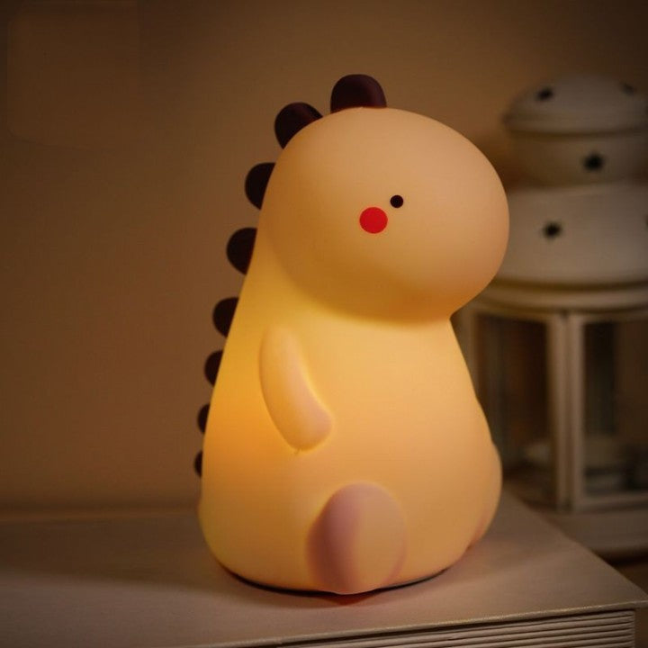 Lisslune | Squishy Silicone Blushing Dinosaur LED Night Light - Perfect Gift for Children and Girls