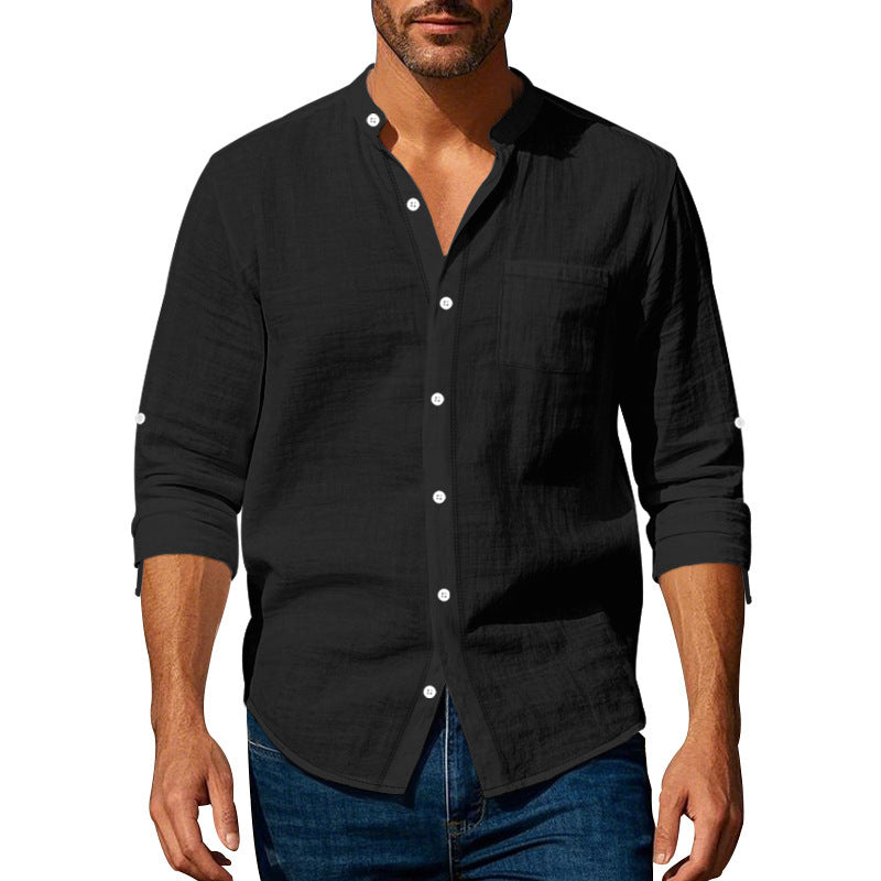 Men's casual long-sleeve shirt made of breathable linen Lisslune
