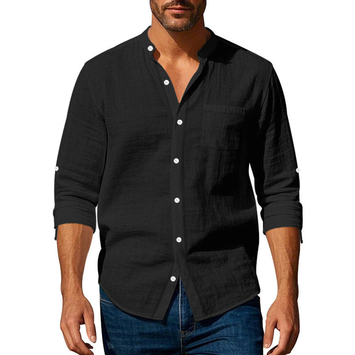 Men's casual long-sleeve shirt made of breathable linen Lisslune