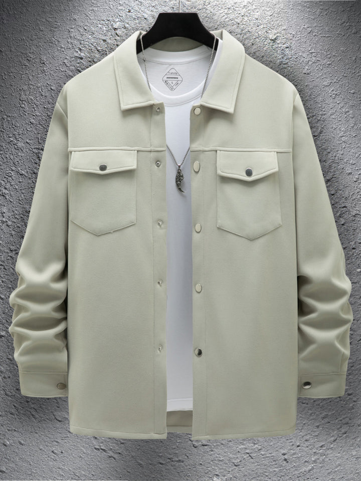 Men's casual overshirt jacket with practical breast pockets and snap button closure Lisslune