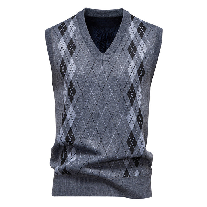 Men's sleeveless knitted vest with modern diamond pattern Lisslune