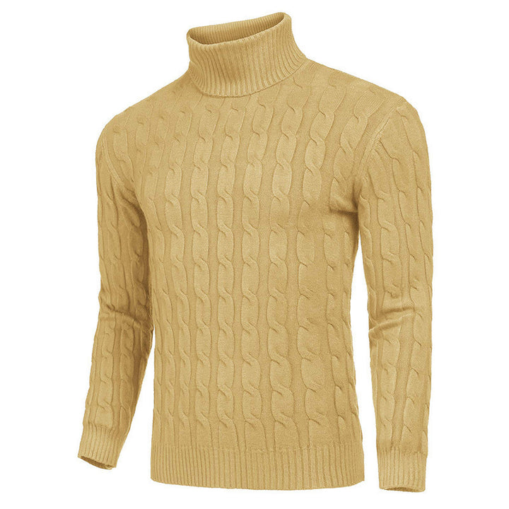 Men's knit pullover with high collar and cable pattern Lisslune