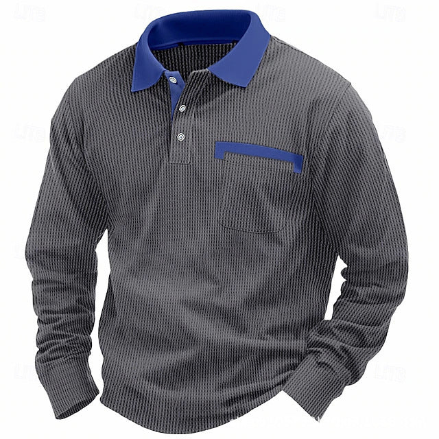 Men's polo shirt with textured fabric and elegant edge Lisslune