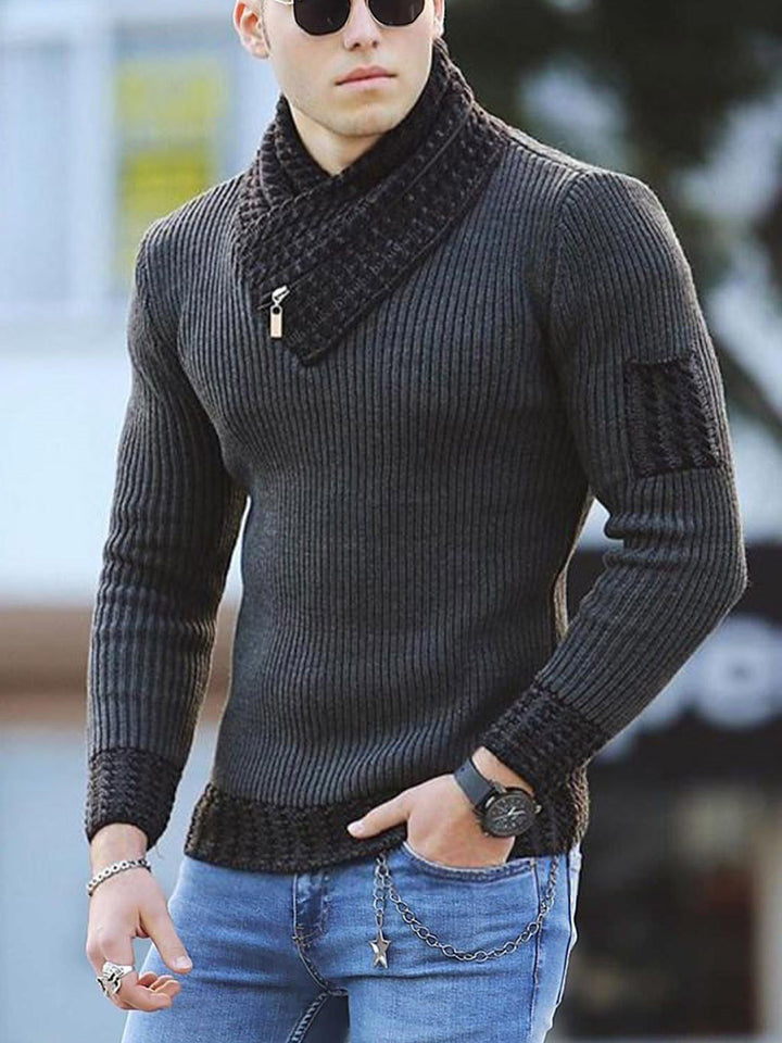 Men's sweater with modern asymmetric collar and textured design Lisslune