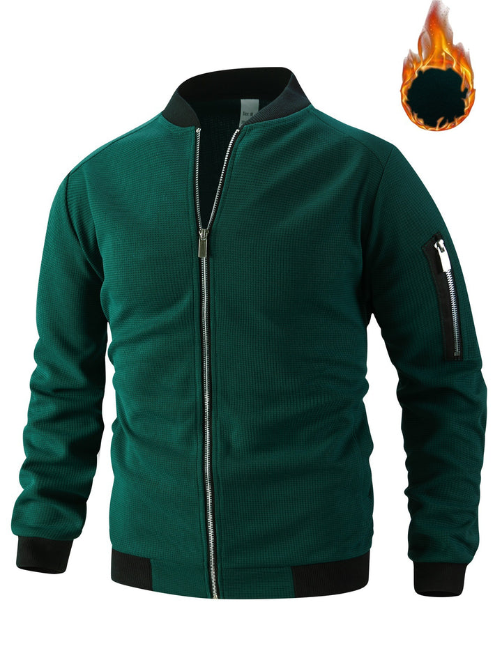 Men's sporty bomber jacket with textured material and practical side pockets Lisslune