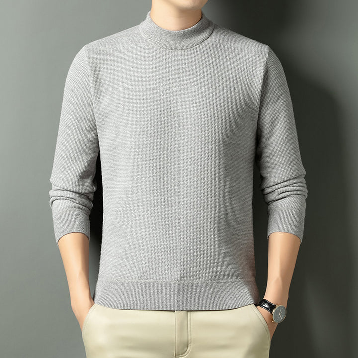 Men's Fine Knit Sweater with High Collar Lisslune