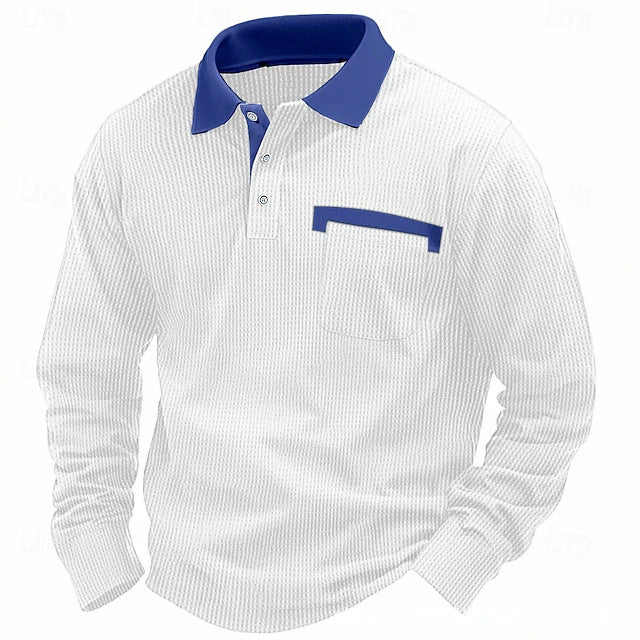 Men's polo shirt with textured fabric and elegant edge Lisslune