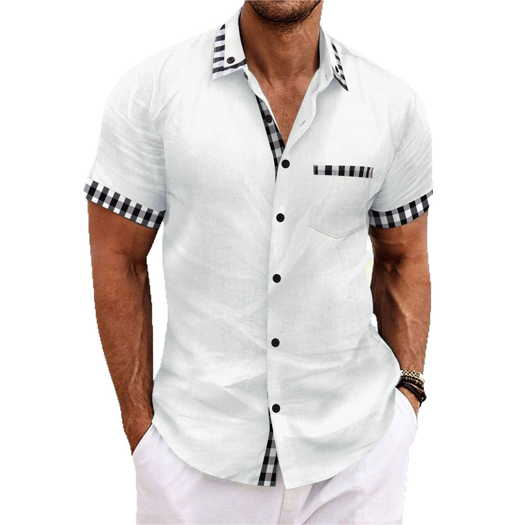 Men's short-sleeve shirt with checked accents and modern cut Lisslune