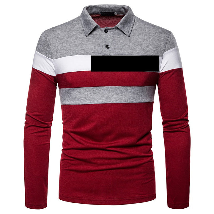 Men's Long Sleeve Polo Shirt with Modern Stripe Pattern and Breathable Cotton Quality Lisslune