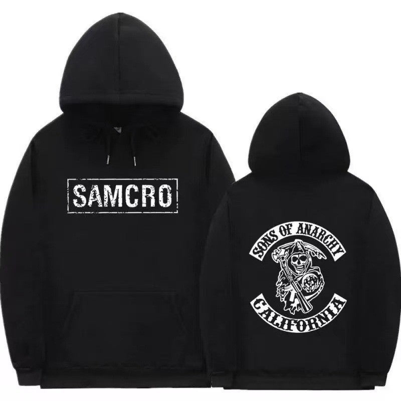 Women's hooded sweatshirt with artistic retro print and kangaroo pocket design Lisslune