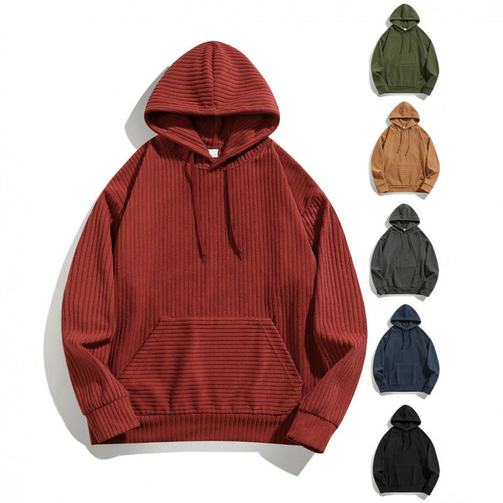 Men's casual hoodie with textured ribbed pattern and practical pockets Lisslune