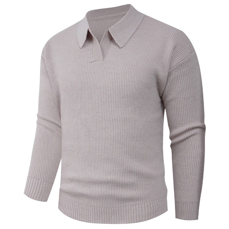 Men's knit sweater with classic collar and textured look Lisslune