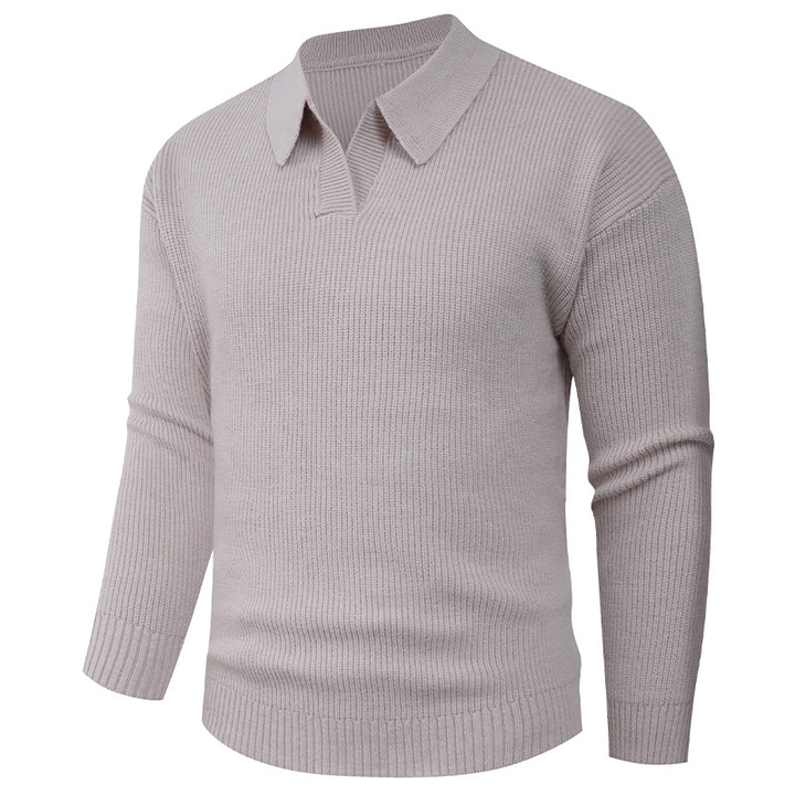 Men's knit sweater with classic collar and textured look Lisslune