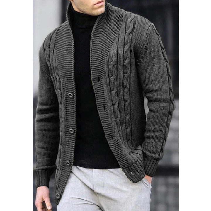 Men's cardigan with robust cable pattern and durable button closure Lisslune
