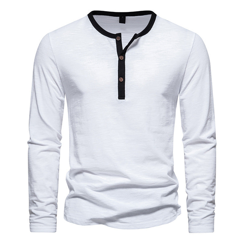 Men's long-sleeve Henley shirt with contrasting collar Lisslune
