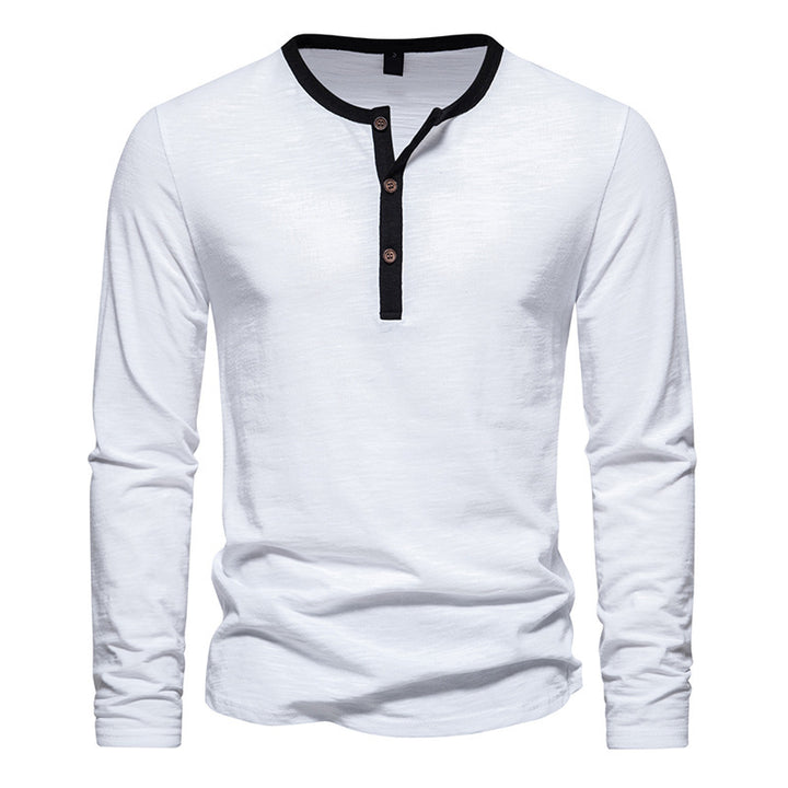 Men's long-sleeve Henley shirt with contrasting collar Lisslune