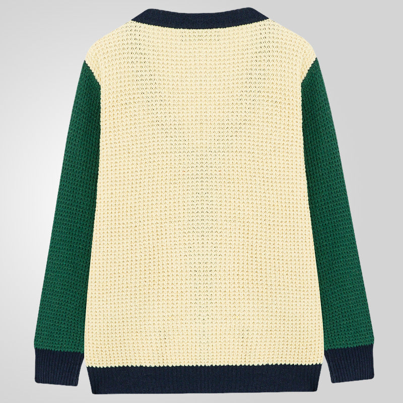 Men's Casual Cardigan in Modern Waffle Pattern with Contrast Sleeves and Practical Pockets Lisslune