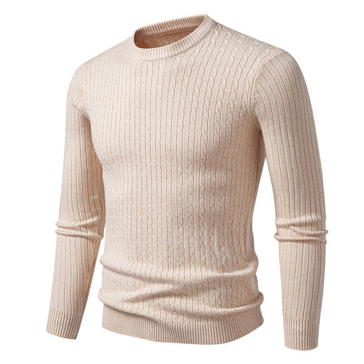 Men's chunky knit sweater with elegant cable pattern Lisslune