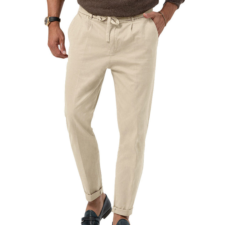 Men's Elegant Linen Pants with Elastic Waistband and Practical Pockets Lisslune