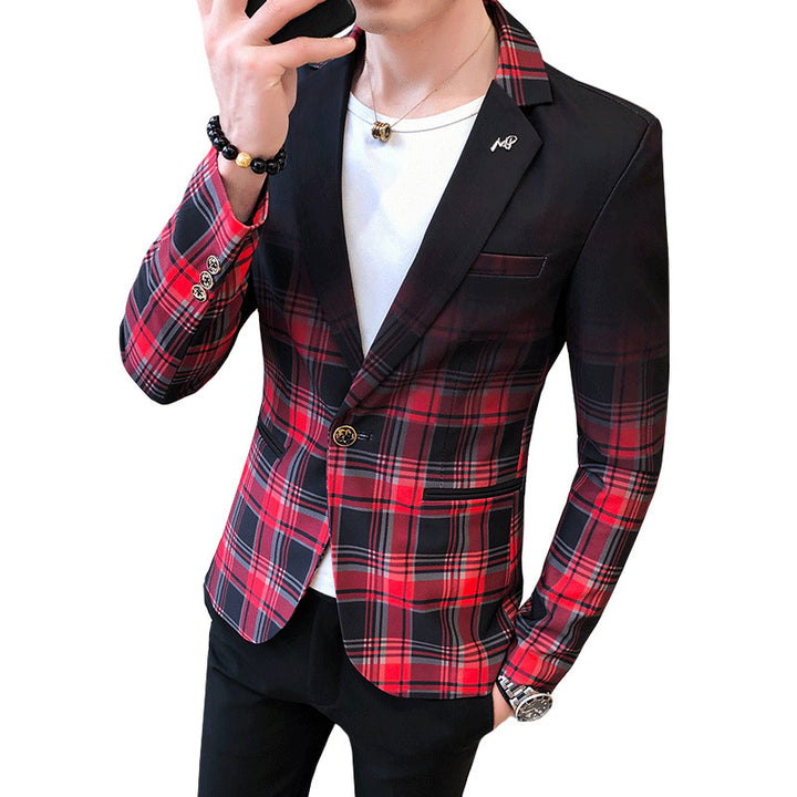 Men's elegant checkered blazer with modern cut and fine details Lisslune