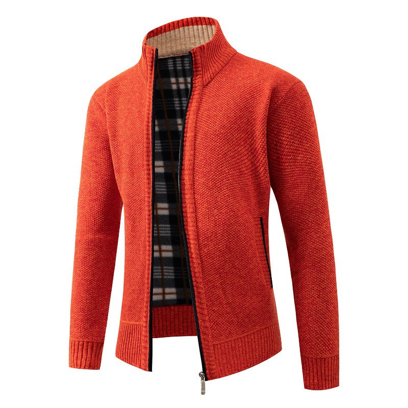 Men's cardigan with modern stand-up collar and practical side pockets Lisslune