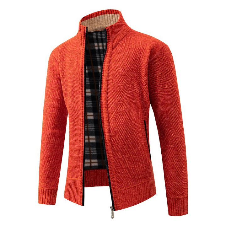 Men's cardigan with modern stand-up collar and practical side pockets Lisslune