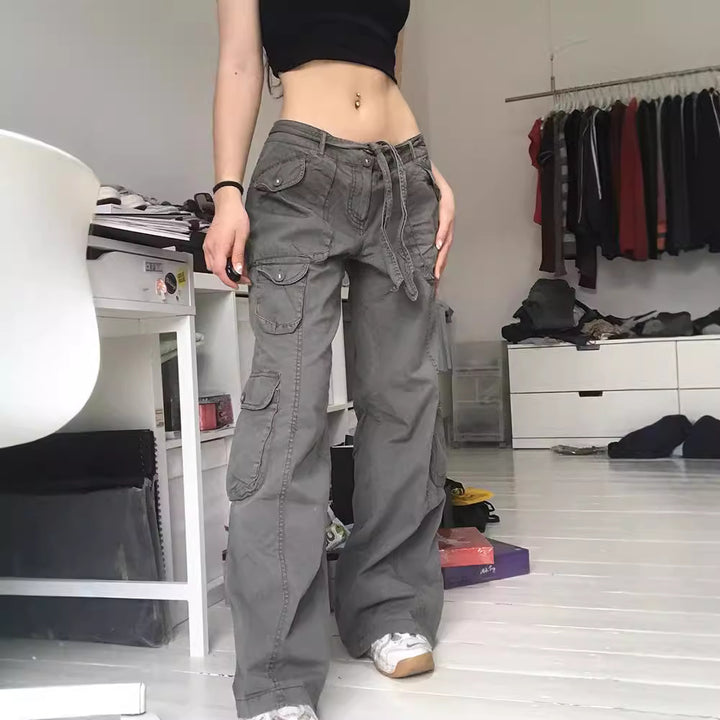 Women's cargo pants with side pockets and adjustable waistband Lisslune