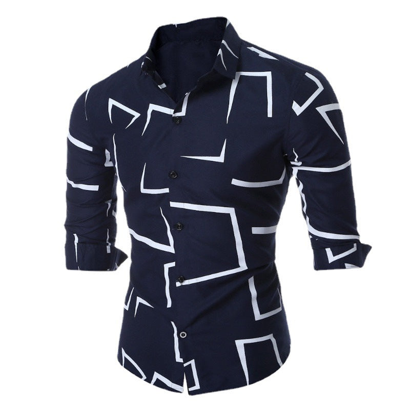 Men's shirt with modern geometric pattern and tailored fit Lisslune