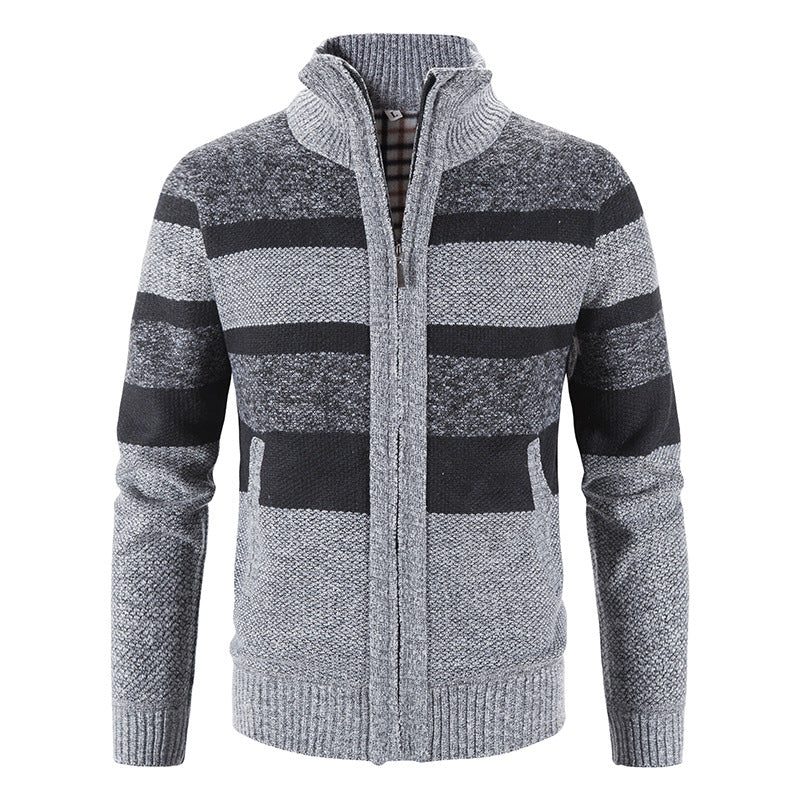Men's fashionable cardigan with stand-up collar and zipper Lisslune