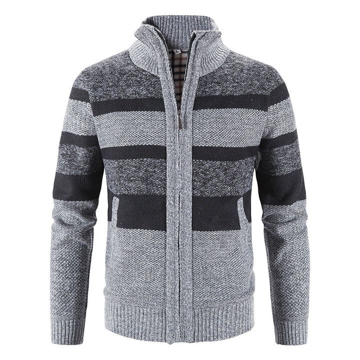 Men's fashionable cardigan with stand-up collar and zipper Lisslune
