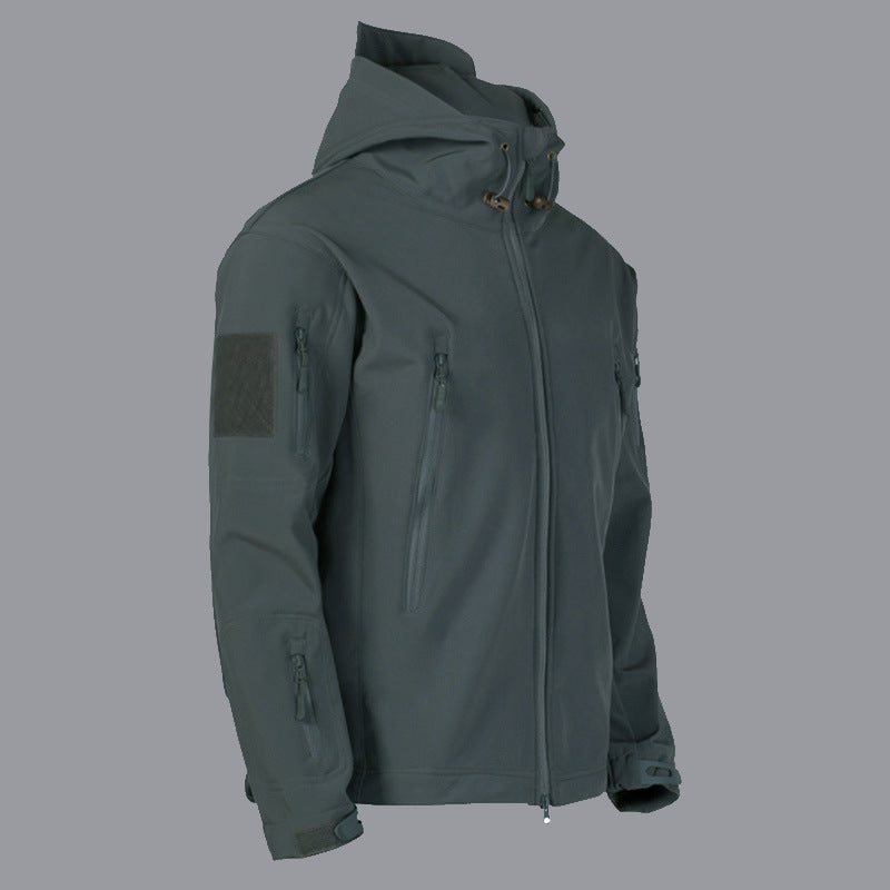 Men's technical softshell jacket with multifunctional pockets and adjustable hood system Lisslune