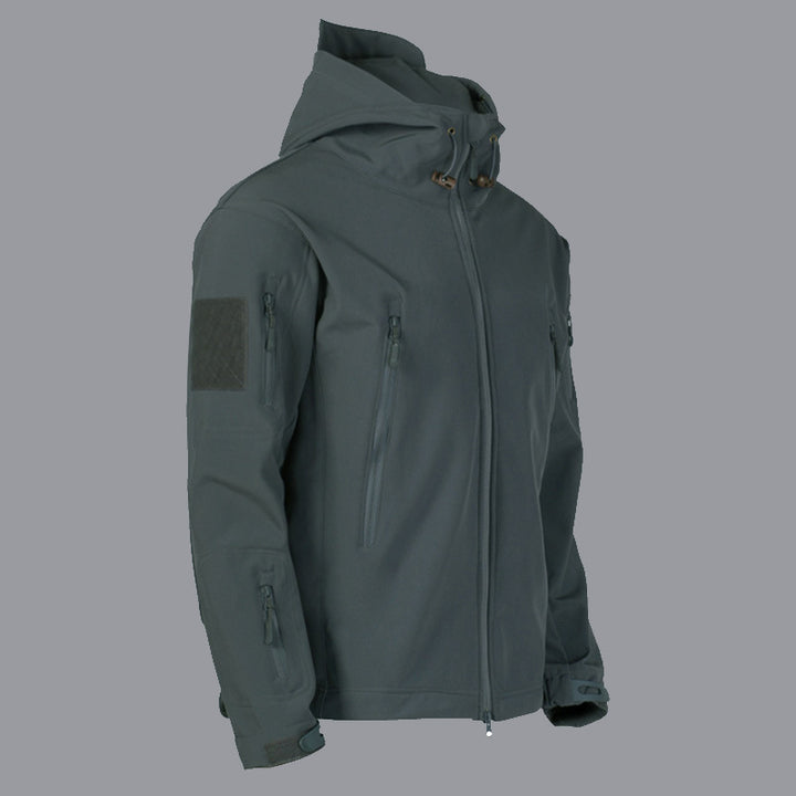 Men's technical softshell jacket with multifunctional pockets and adjustable hood system Lisslune