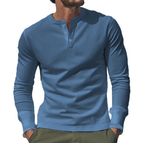 Men's Long Sleeve Shirt with Button Placket made of Comfortable Cotton Blend Lisslune