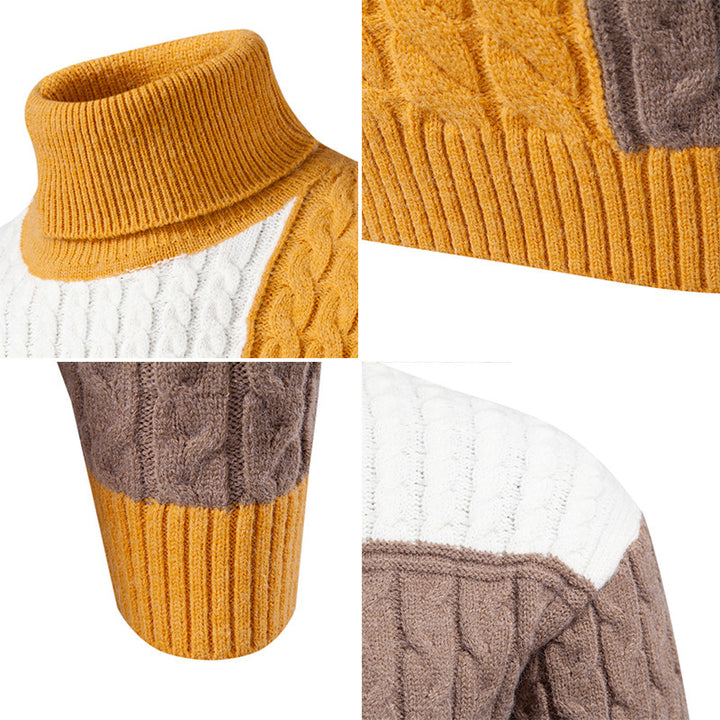 Men's high-quality knitted sweater with modern color block design Lisslune