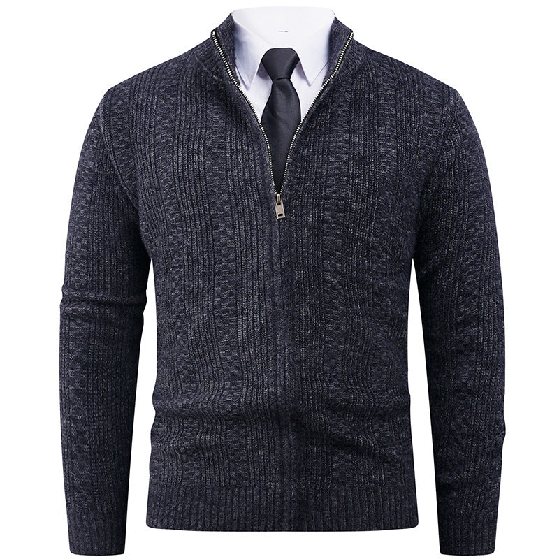 Men's cardigan with modern zipper and cable pattern Lisslune
