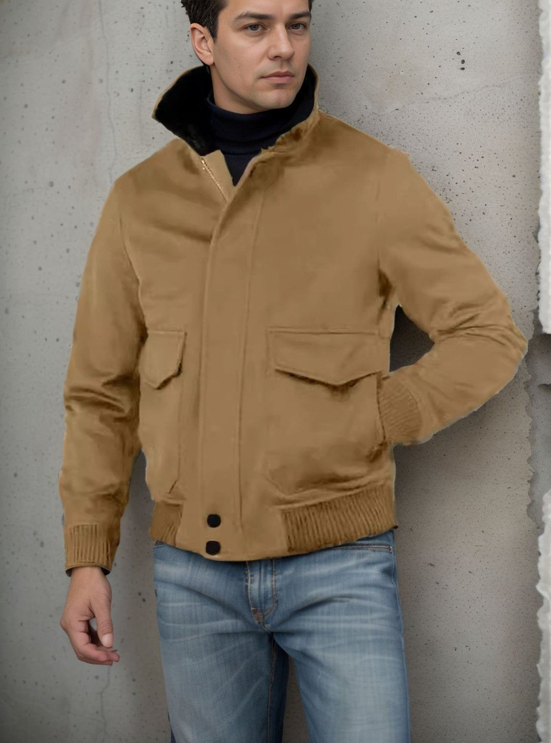 Men's fashionable bomber jacket with warm collar Lisslune