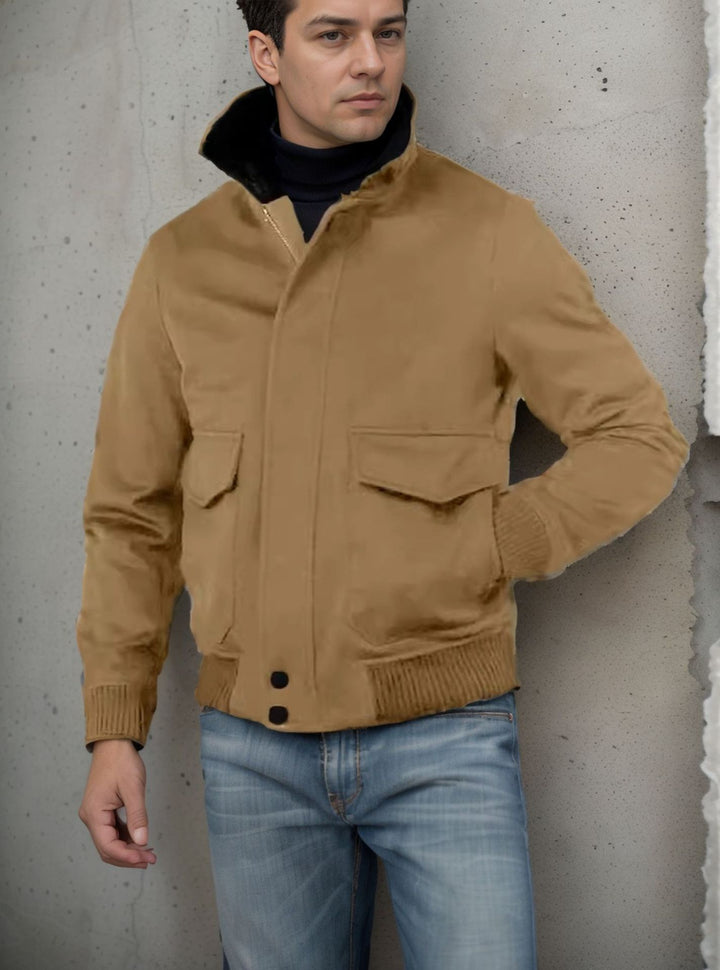 Men's fashionable bomber jacket with warm collar Lisslune