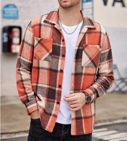 Men's casual checkered pattern shirt jacket Lisslune