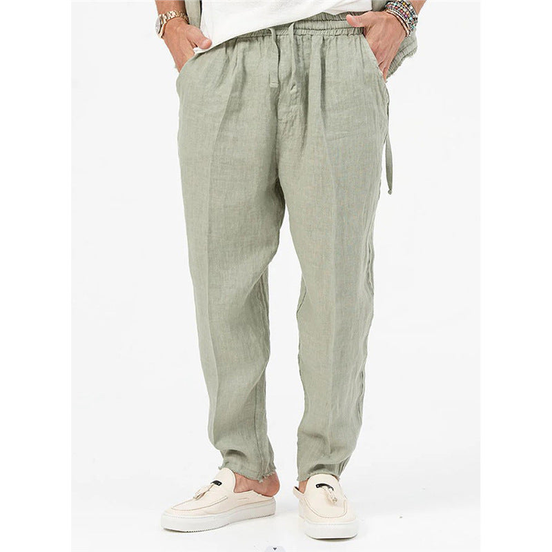 Men's airy summer pants with elastic waistband and side pockets Lisslune