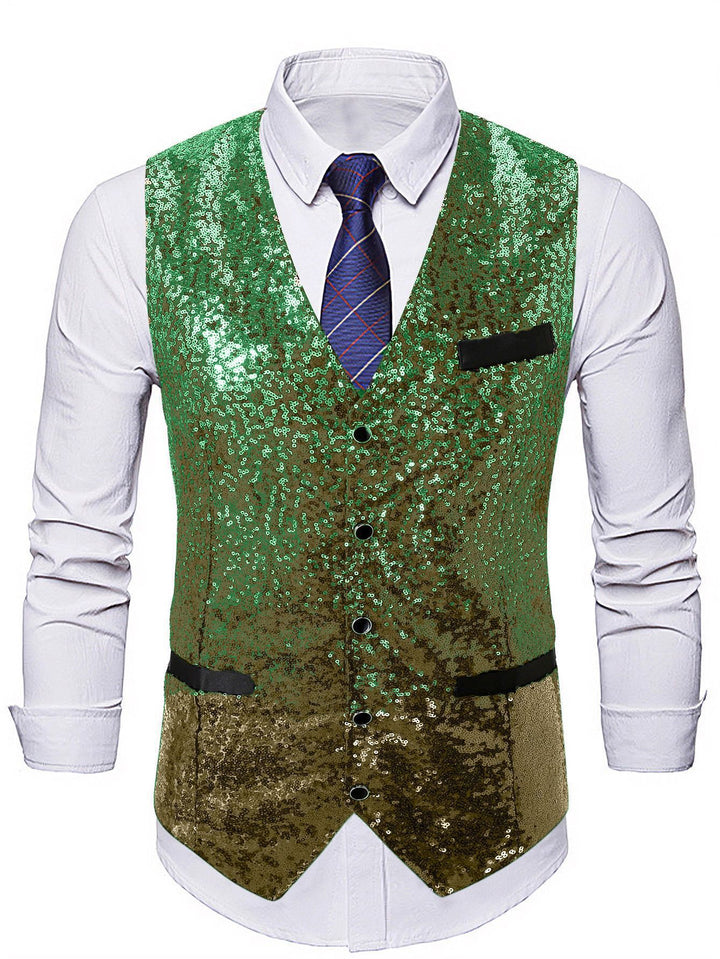 Men's Glamorous Sequin Vest with Modern Cut Lisslune