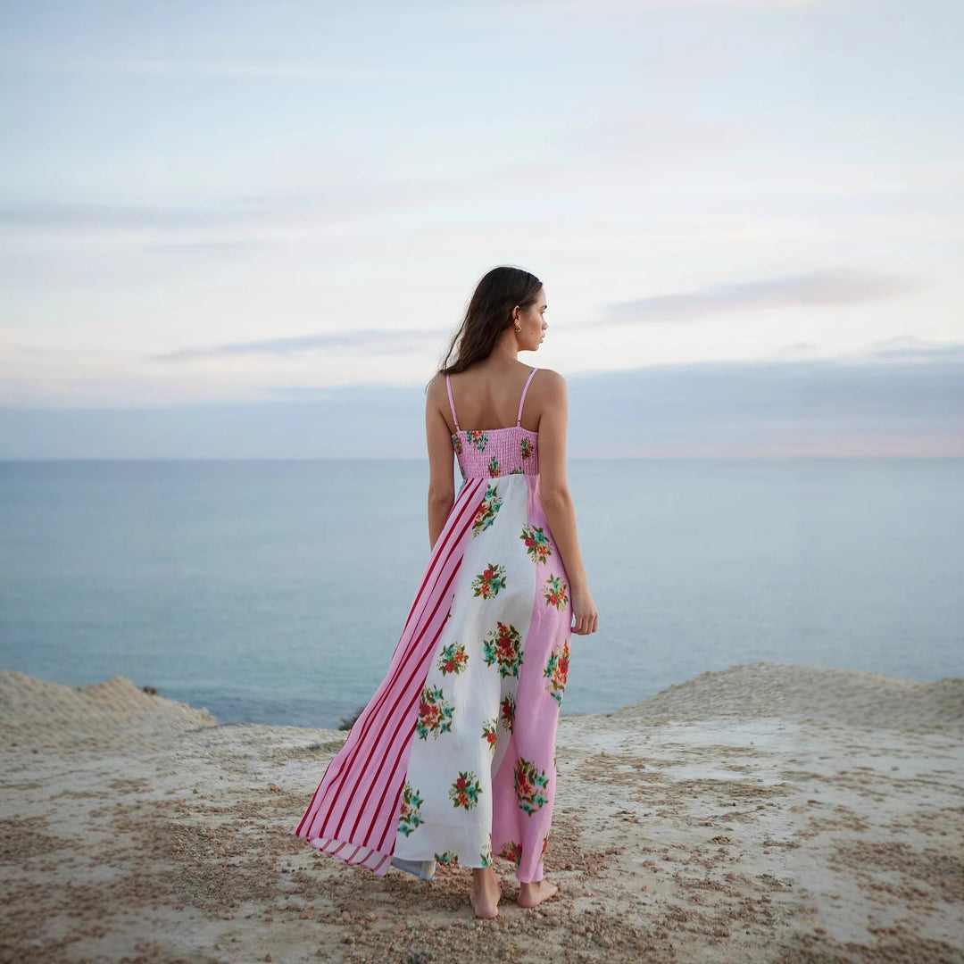 Women's maxi dress with floral design and adjustable straps Lune London