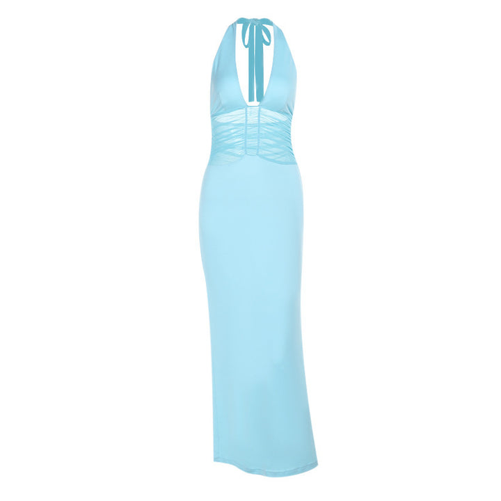 Women's elegant maxi dress with trendy wrap design and figure-enhancing top