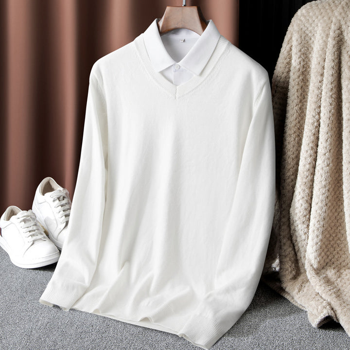 Men's Pullover with V-Neck and Fine Knit Structure Lisslune