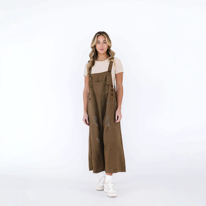 Women's casual denim overalls with trendy destroyed details Lisslune