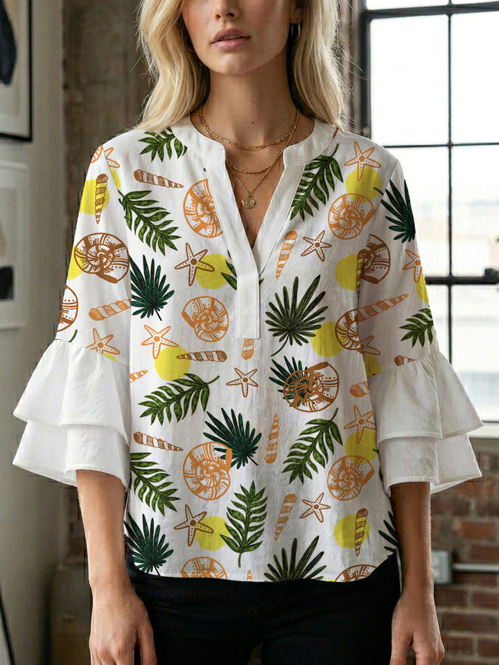 Women's blouse with voluminous ruffled sleeves and modern design Lisslune