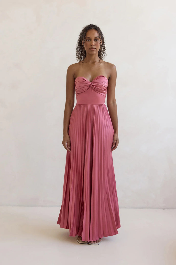 Women's Long-Sleeved Pleated Dress with Elegant Top and Flowing Skirt Lune London