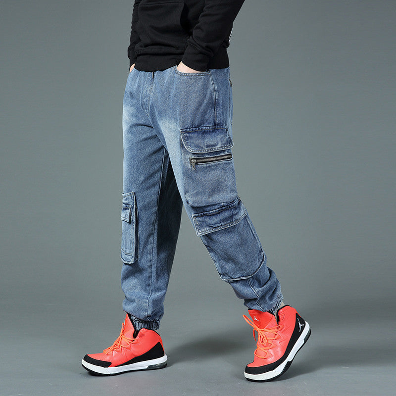 Men's cargo jeans with multifunctional pockets Lisslune