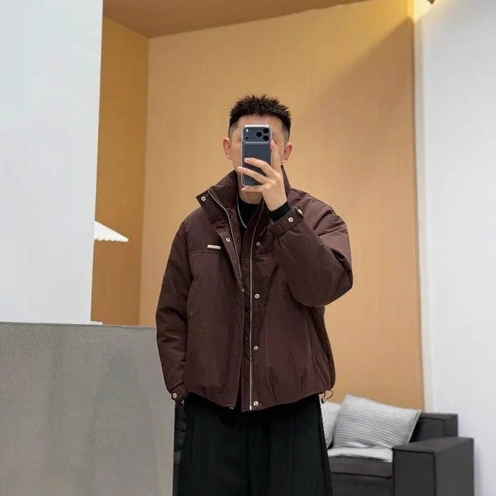 Men's Fashionable Padded Outdoor Jacket with High Collar and Practical Pockets Lisslune