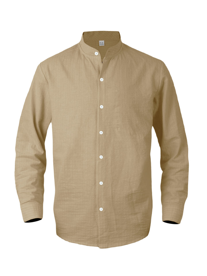 Men's modern shirt with narrow stripes and stand-up collar Lisslune
